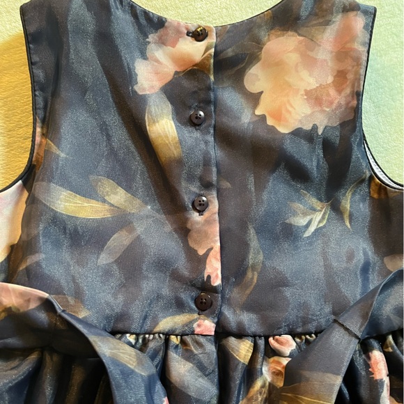 Laura Ashley gorgeous navy blue dress with flower blooms sz 6x. Exquisite!! - Picture 5 of 11